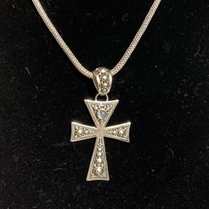 Large sterling silver cross necklace